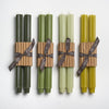 Fluted Church taper candles in greens