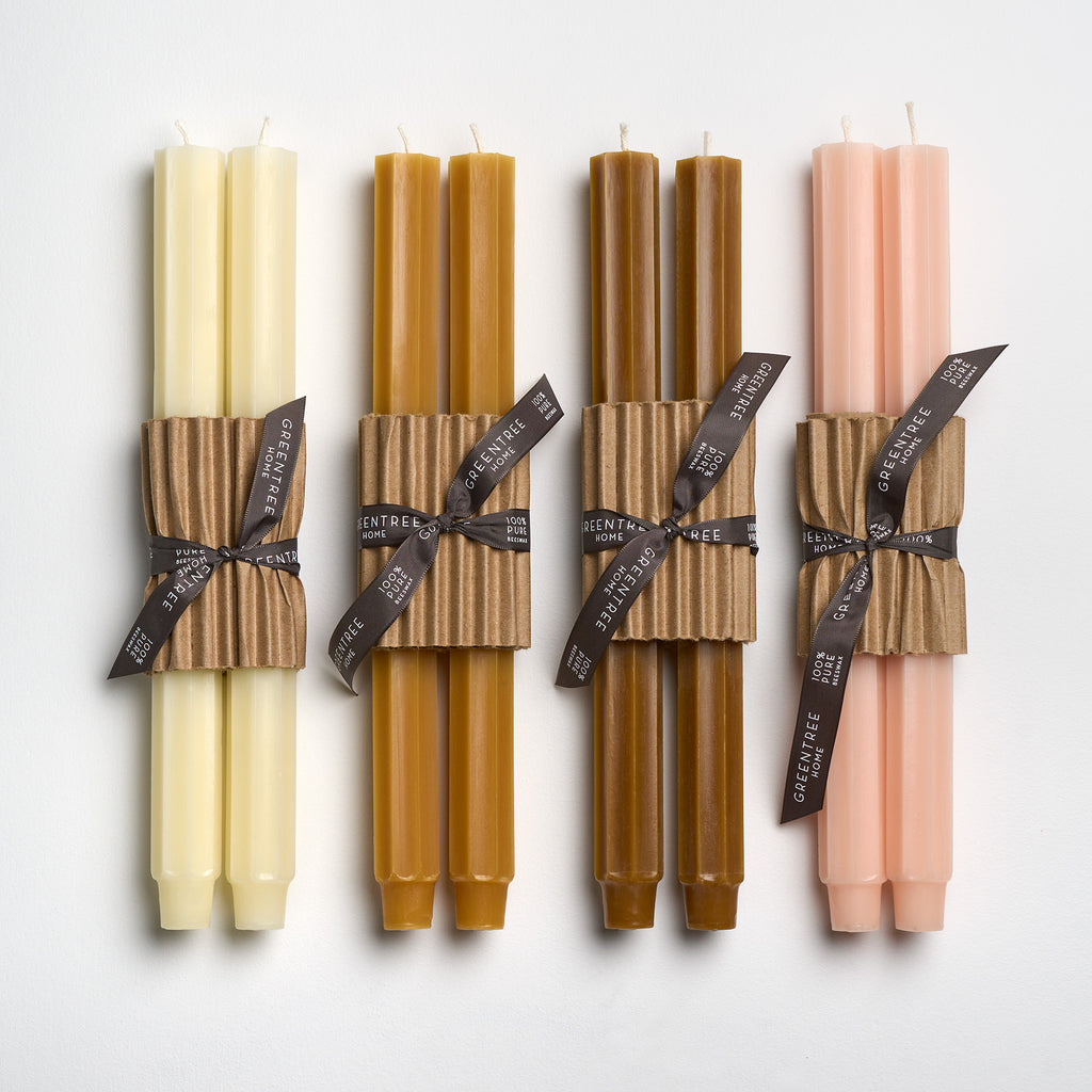 Fluted Church taper candles in neutrals 