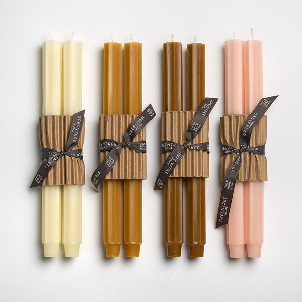 Fluted Church taper candles in neutrals 