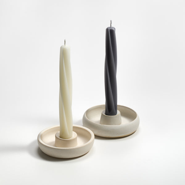 Cream and gray Twist Tapers by Greentree Home Candle 