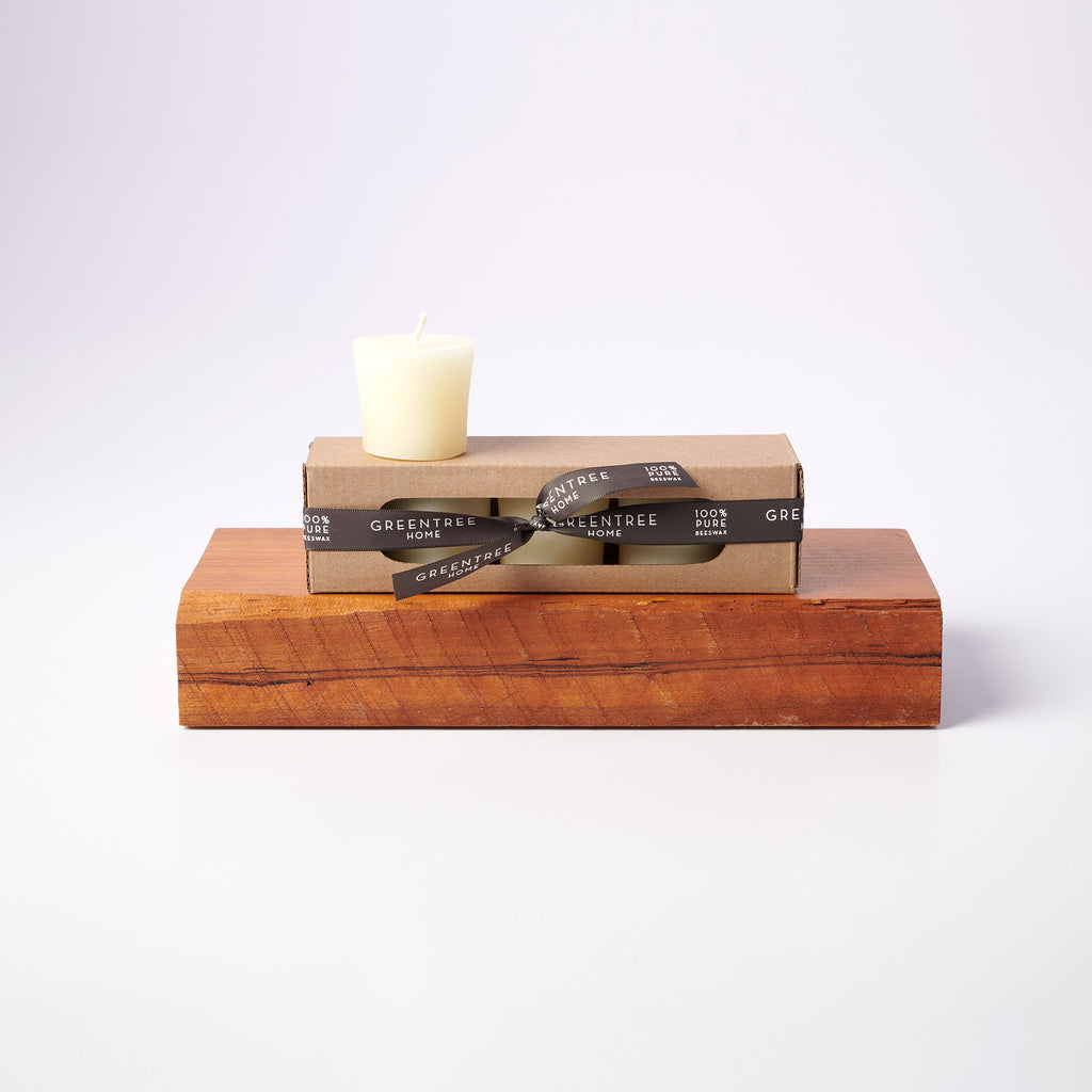 Beeswax votives in cream by Greentree Home Candle